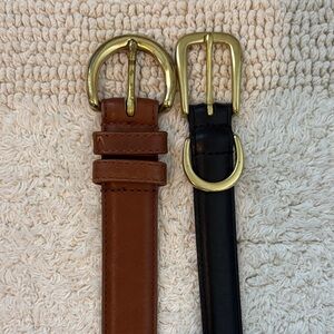 Coach Brown and Black Leather Belts with Gold Buckles